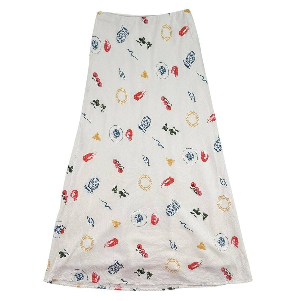 Abercrombie & Fitch Italian Summer Linen-Blend Maxi Skirt Coastal Picnic Boho S